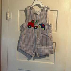 Striped Baby Romper with Car Design
